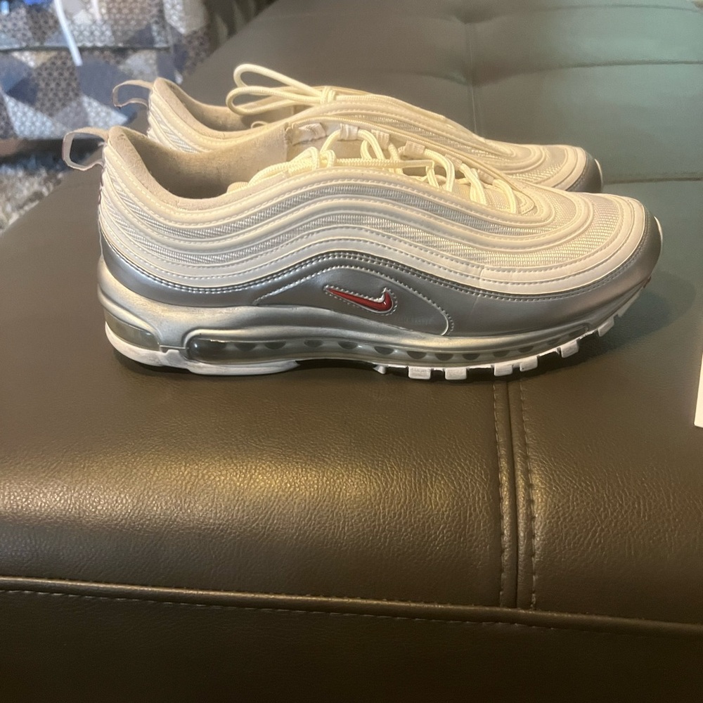 Nike Air Max 97 Metallic Silver and White Sneakers